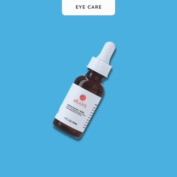 Alluora eye care serum dropper bottle, skincare product for eye health, professional eye care solution, 1 fl oz.