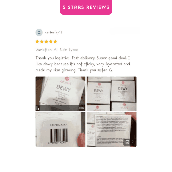 Alluora Dewy Moisturizer for glowing skin, suitable for all skin types, hydrating and fast-absorbing.