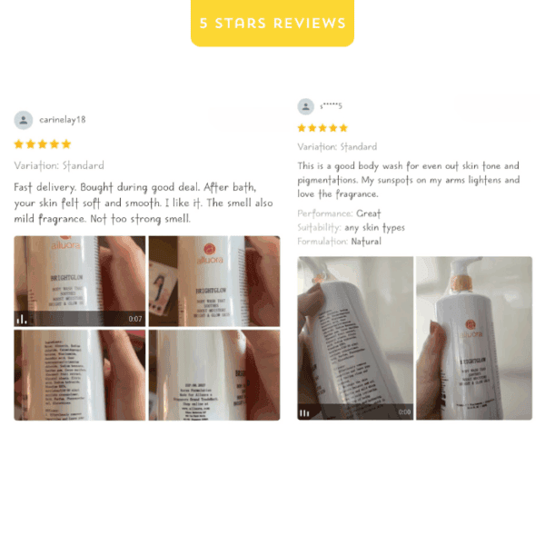 Brighten glow body wash for radiant skin, Alluora natural skincare, gentle and effective.