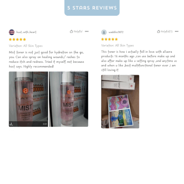 Mist toner for hydration, suitable for all skin types, reduces redness and soothes skin.