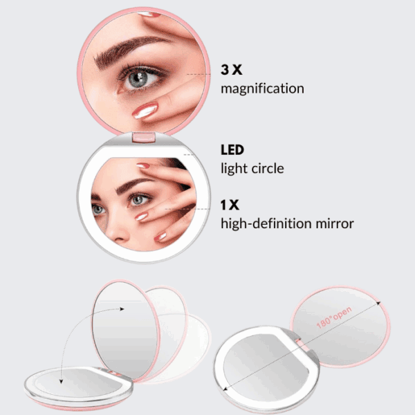 3. Close-up of a woman's eye with a magnified view showing enhanced eyelash details, highlighting beauty and eye care tools.