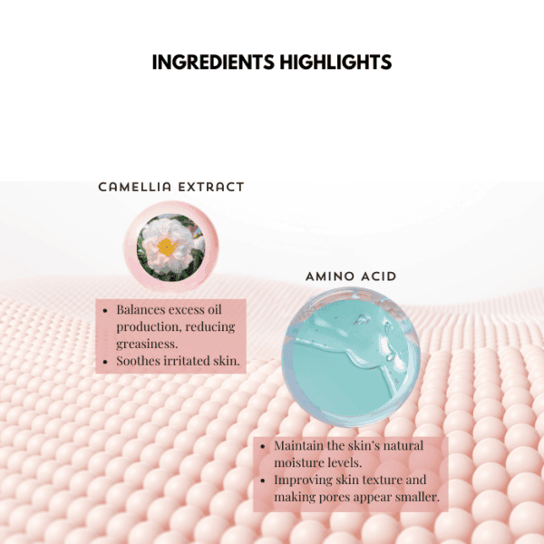 Camellia extract, amino acid skincare benefits, natural skin moisture, oil control, irritation relief.