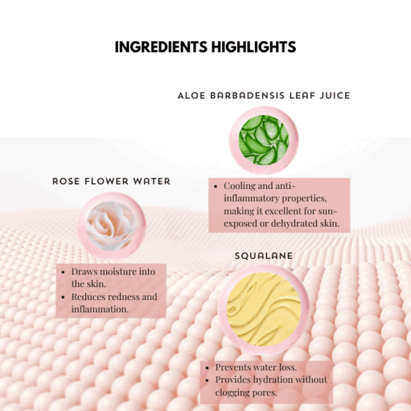 Soothing skincare ingredients for hydration and anti-inflammatory benefits.