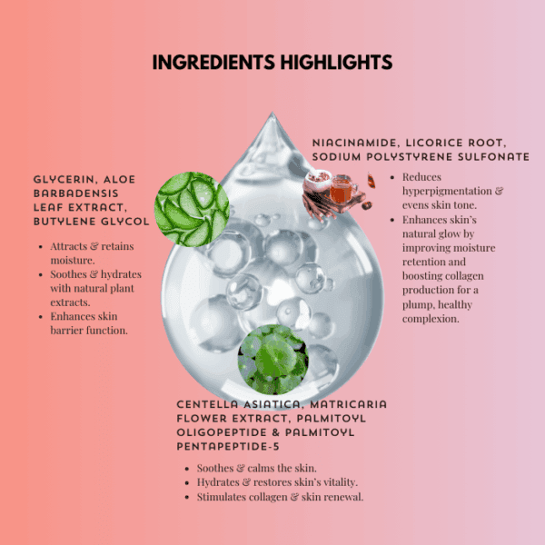 Glycerin aloe barbadensis leaf extract, butylene glycol.
