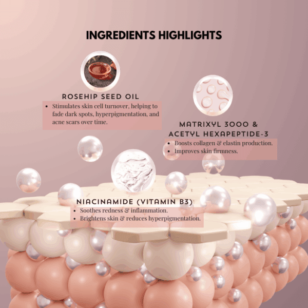 Rosehip seed oil for skin brightening and acne scar reduction.