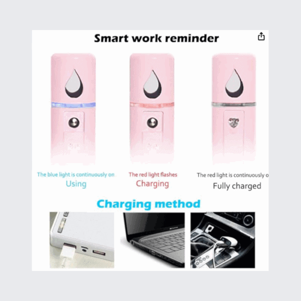 Pink portable device with indicator lights for smart work reminders.