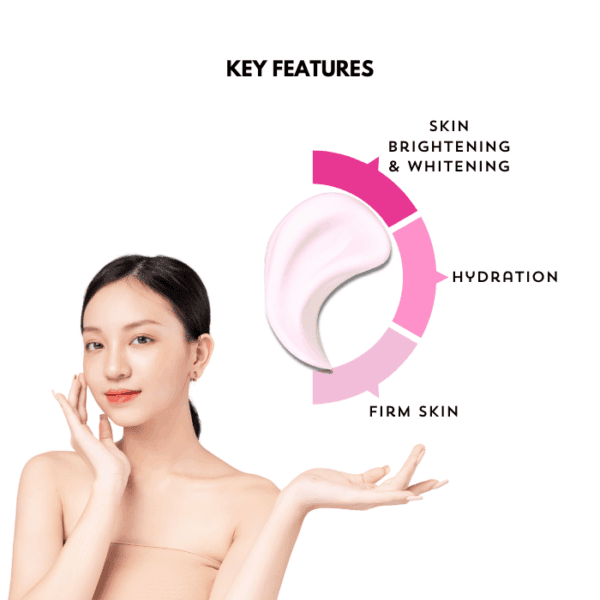 Vegan skincare cream for skin brightening, hydration, and firm skin with natural ingredients.