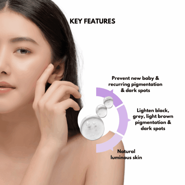Brightening skincare for dark spots and pigmentation treatment by Alluora.