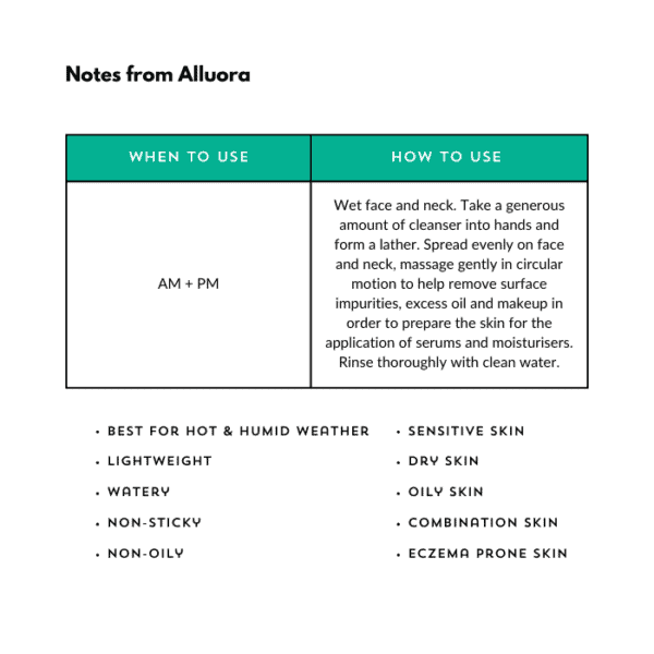 Allura skincare product routine for sensitive, dry, oily, and eczema-prone skin.