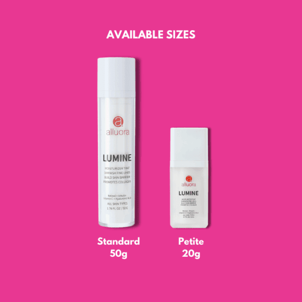 Moisturizer for fine lines, collagen boost, Alluora Lumine skincare.