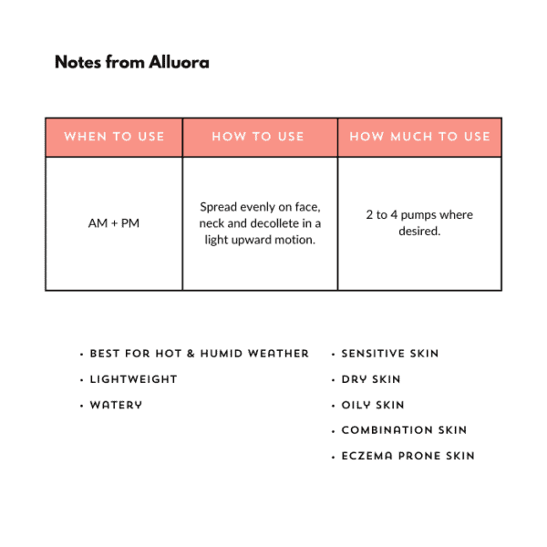 Uplift your skincare routine with Alluora's lightweight, soothing products suitable for sensitive, dry, oily, or eczema-prone skin.