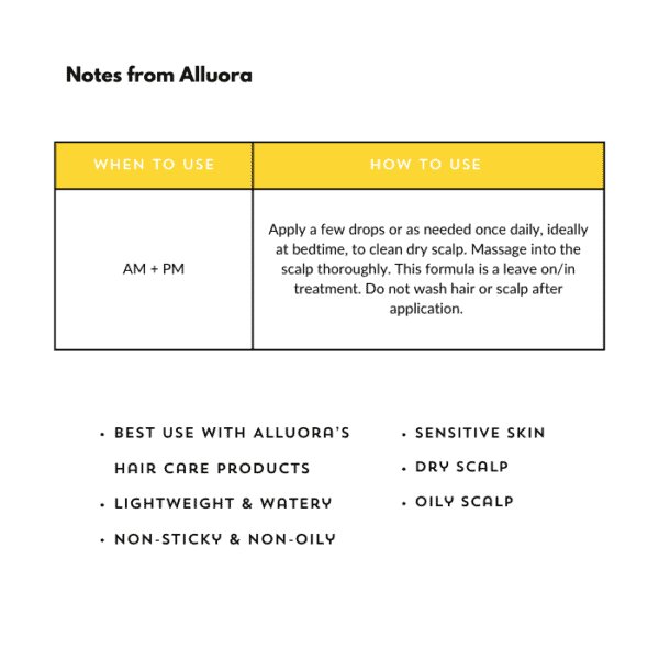 Alluora hair scalp treatment drops for dry, oily, and sensitive scalp.