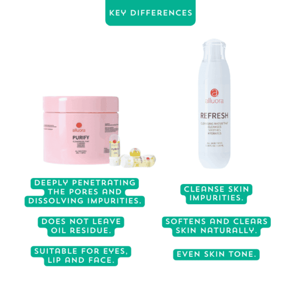 Purify skincare cream and refresh cleansing water for glowing, clear skin.