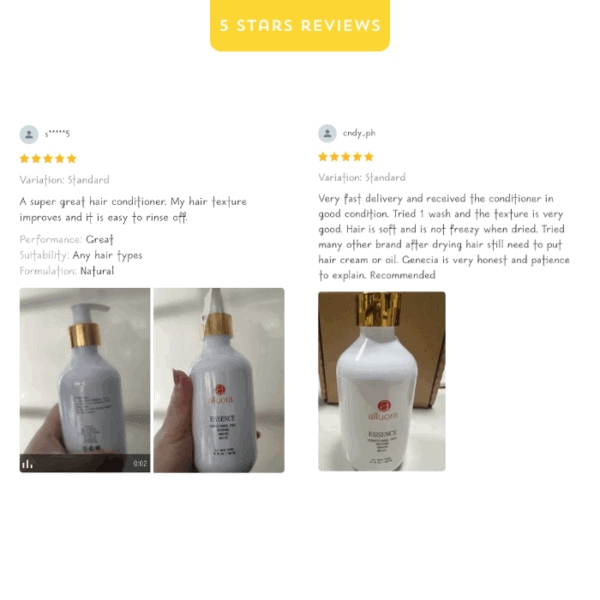 Allura hair conditioner bottle with gold cap, hydrating hair treatment, nourishing hair care product.