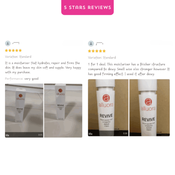 Moisturizer for skin hydration and firmness, Alluora Revive skincare product.