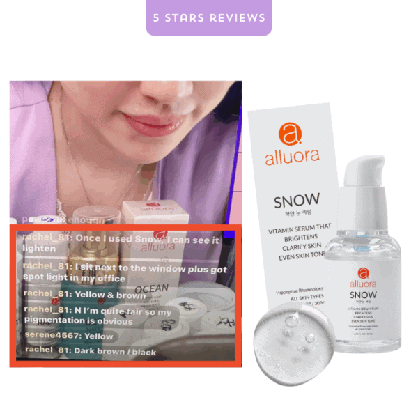 Vitamin serum for brightening and clarifying skin, Alluora Snow product image.