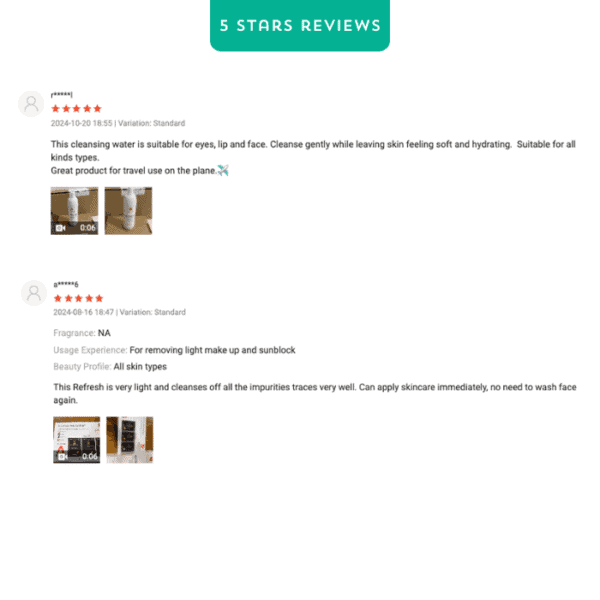 Alluora cleansing water for eyes, lips, and face, suitable for all skin types.