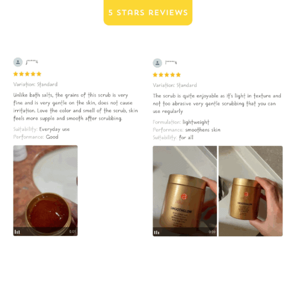 Allura skincare exfoliating scrub jar, smooth glow formulation, gentle facial scrub for radiant skin.