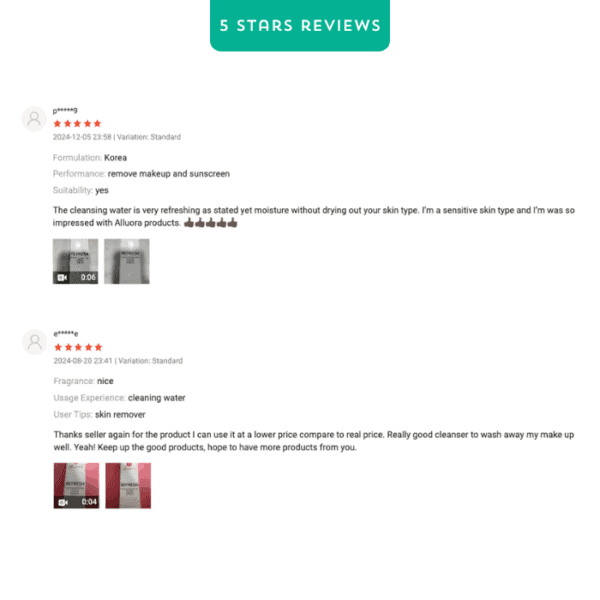 Alluora skincare cleansing water for sensitive skin, refreshing makeup remover, dermatologist-recommended product.