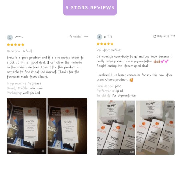 SNOW serum by Alluora for pigmentation, brightening, and skin tone improvement.