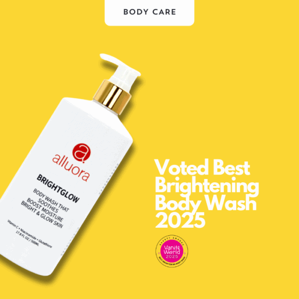 Brightening body wash with Alluora BrightGlow for radiant skin, awarded Best Brightening Body Wash 2025.