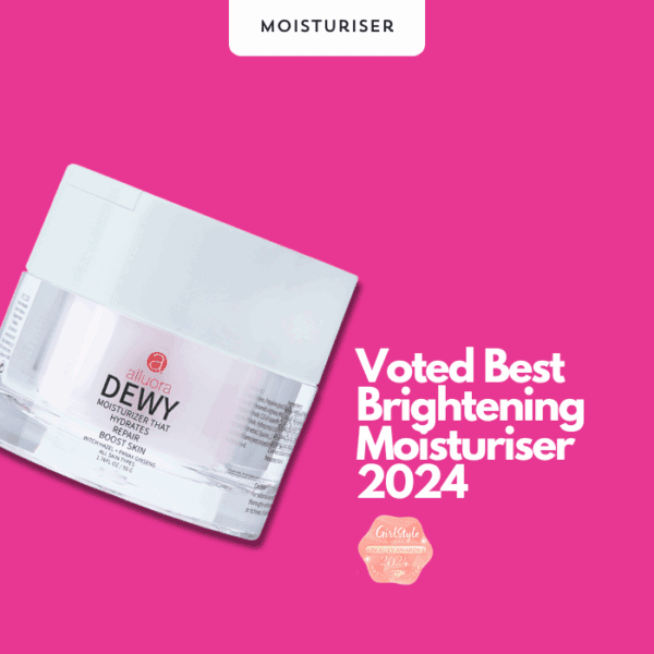 Dewy Moisturizer jar by Alluora, skincare, brightening, hydration, best 2024.