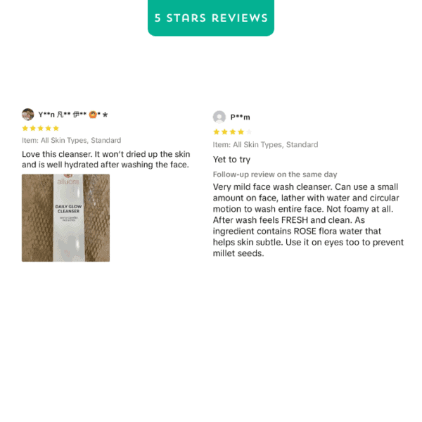 Allura daily glow cleanser for all skin types, hydrating and gentle.