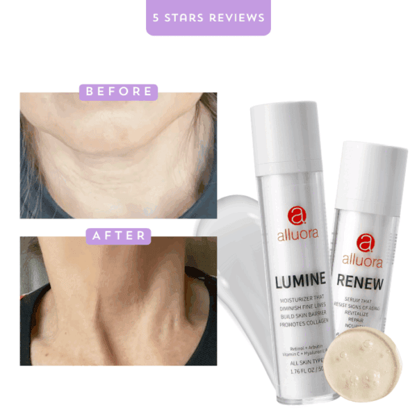 Hydrating skin rejuvenation serum alluora Lumine and Renew for anti-aging.
