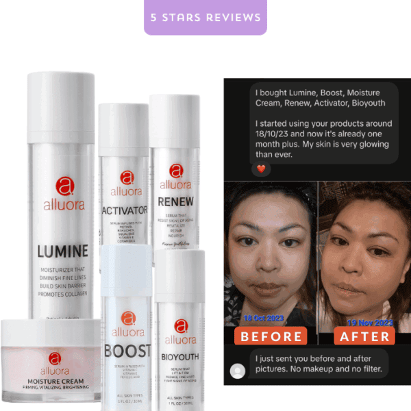 Allura skincare products for glowing skin and anti-aging benefits.