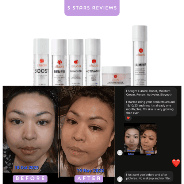 Boost skincare products for glowing skin, Alluora skincare review, moisturizer, serum, skincare.