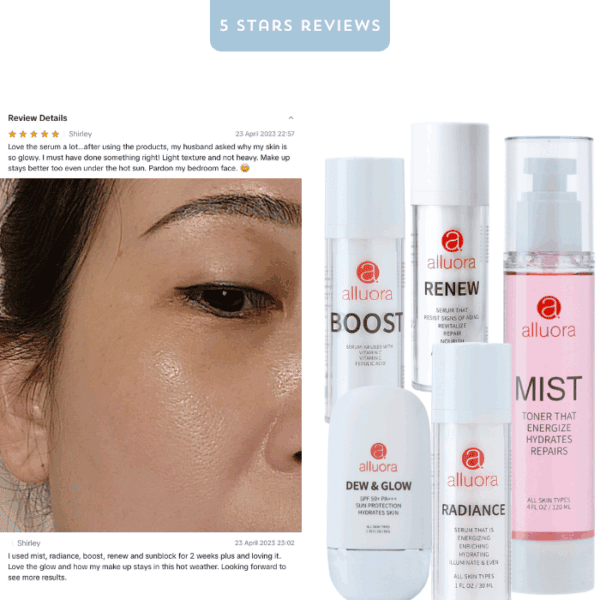 Boost serum skincare revitalizing anti-aging Alluora skincare products for radiant skin.