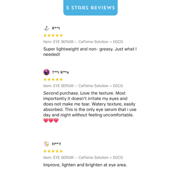 EYE serum with caffeine and EGCG for brightening and anti-aging benefits.