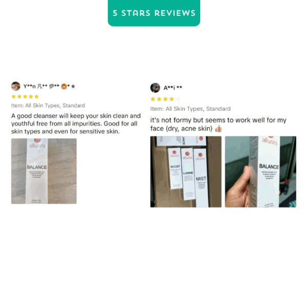 Cleanser for all skin types, balances skin, gentle skincare product.