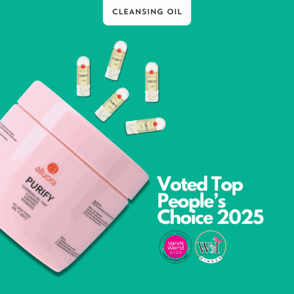 Alluora Purify Cleansing Oil for deep skincare and oil removal, popular 2025 award-winning product.