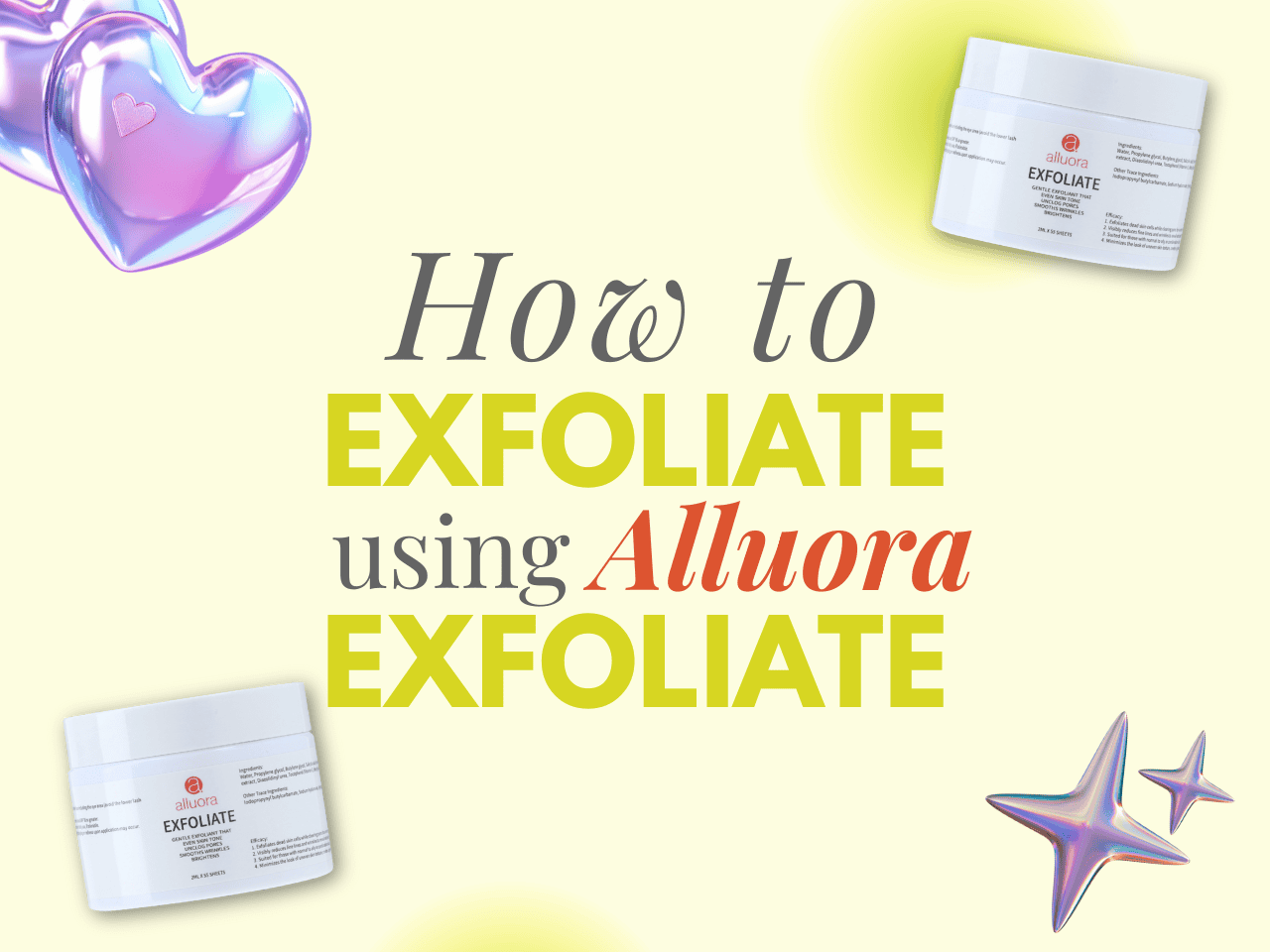 Exfoliate skincare with Alluora Alluora exfoliate product for gentle skin renewal and brightening.