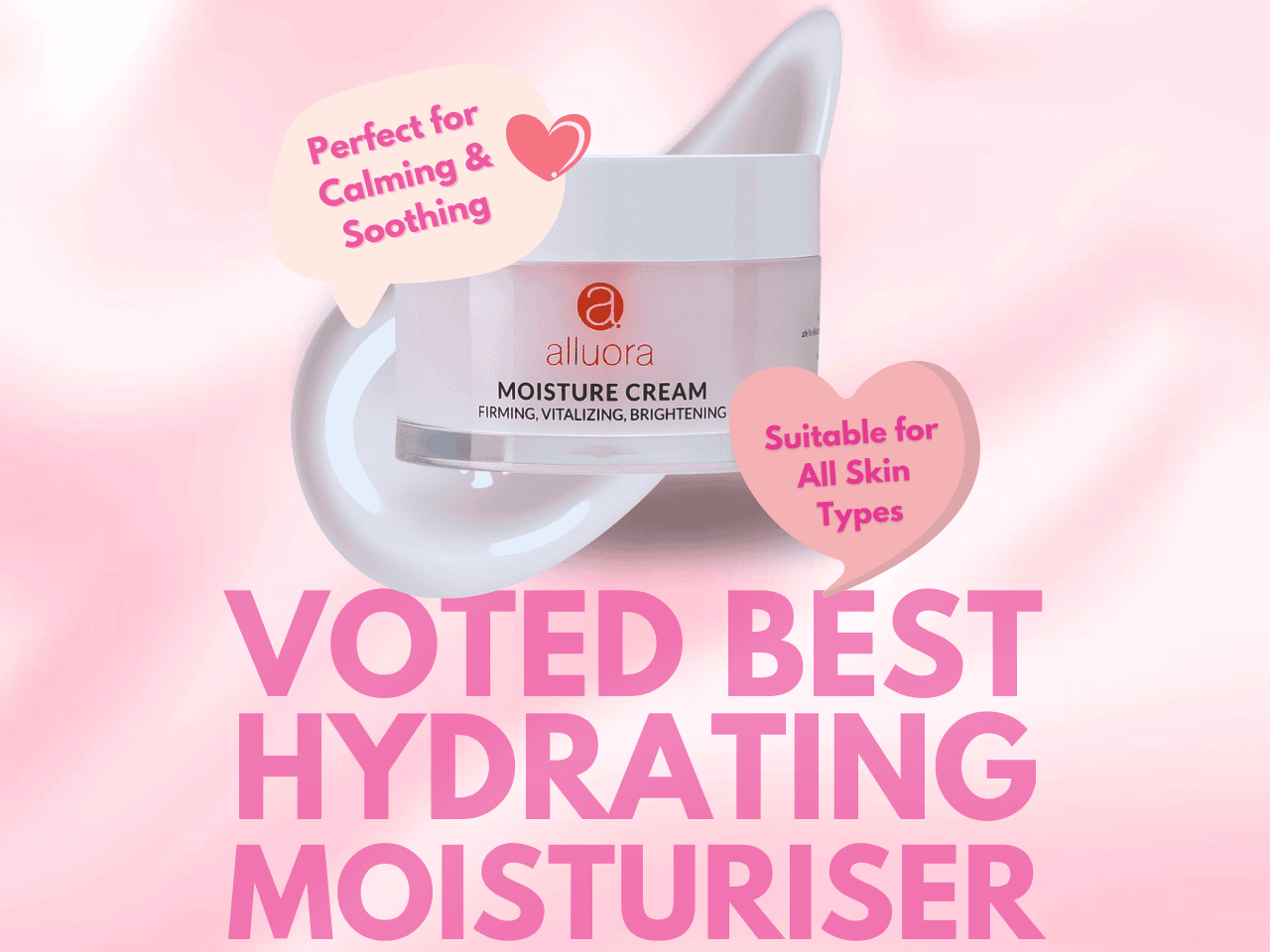 Moisturizing cream for all skin types, hydrating and soothing skincare product by Alluora.