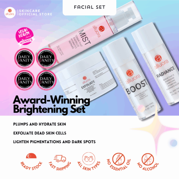 Plump hydrate skin brightening facial set for all skin types, chemical and alcohol free.