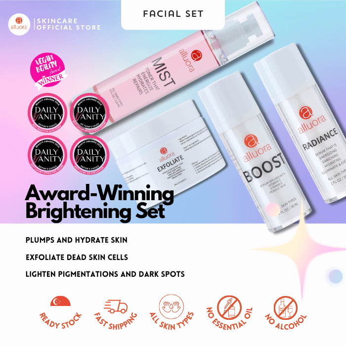 Plump hydrate skin brightening facial set for all skin types, chemical and alcohol free.