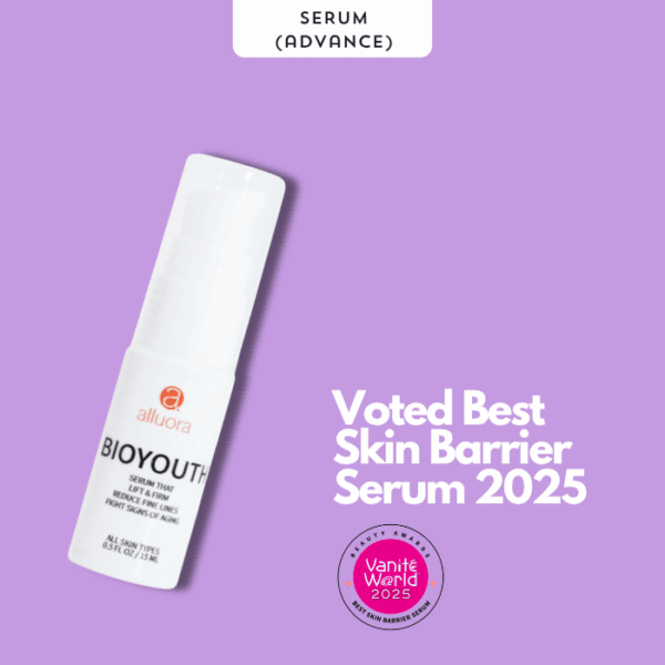 Voted best skin barrier serum 2025 Alluora BioYouth for youthful, healthy skin, anti-aging, and skin health.