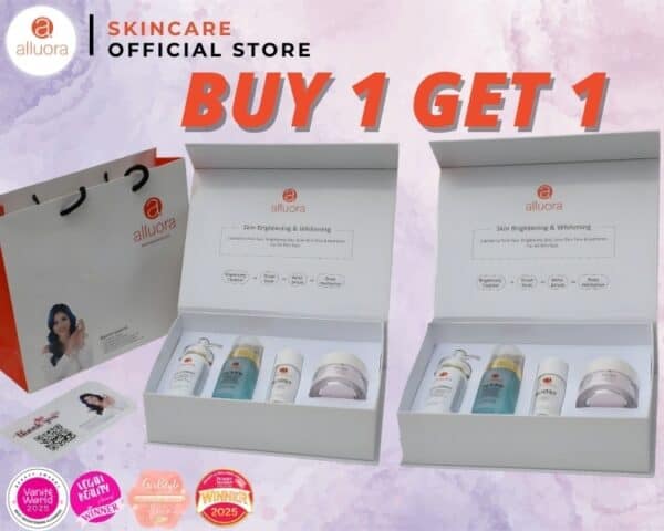SEO optimized skincare set for brightening and whitening skin, buy 1 get 1 free offer from Alluora.