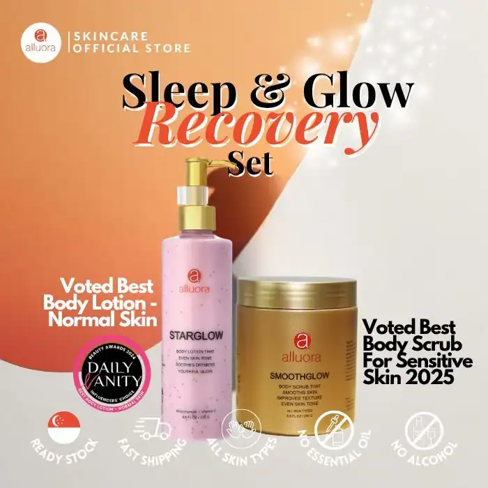 Alluora skincare for sleep and glow recovery.