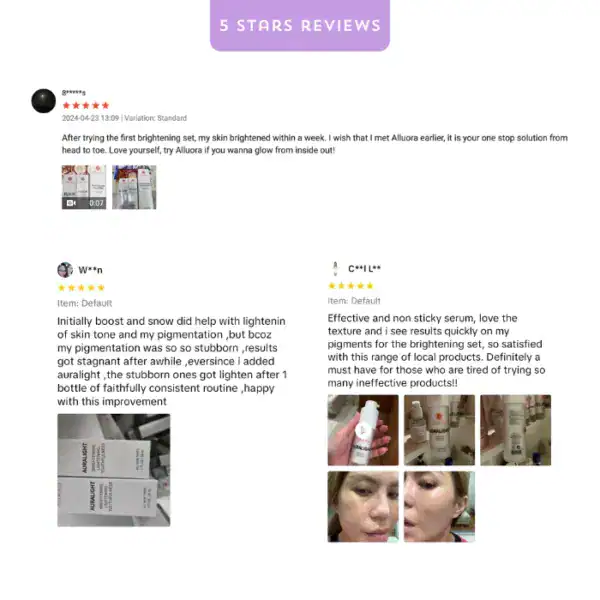 Brightening skincare products for glowing complexion, anti-aging, and pigmentation correction.