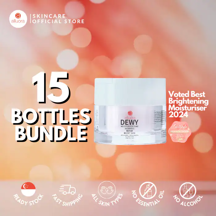 Voted Best Brightening Moisturizer 2024 by Alluora, suitable for all skin types, alcohol-free, and infused with essential oils.