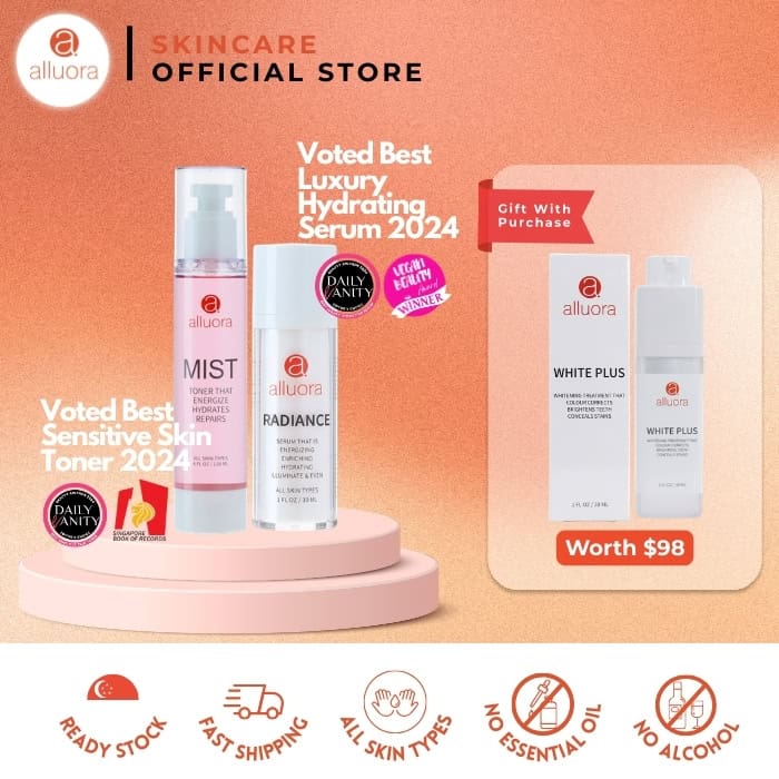 Alluora hydrating serum for glowing, moisturized skin. Perfect for all skin types, free from alcohol.